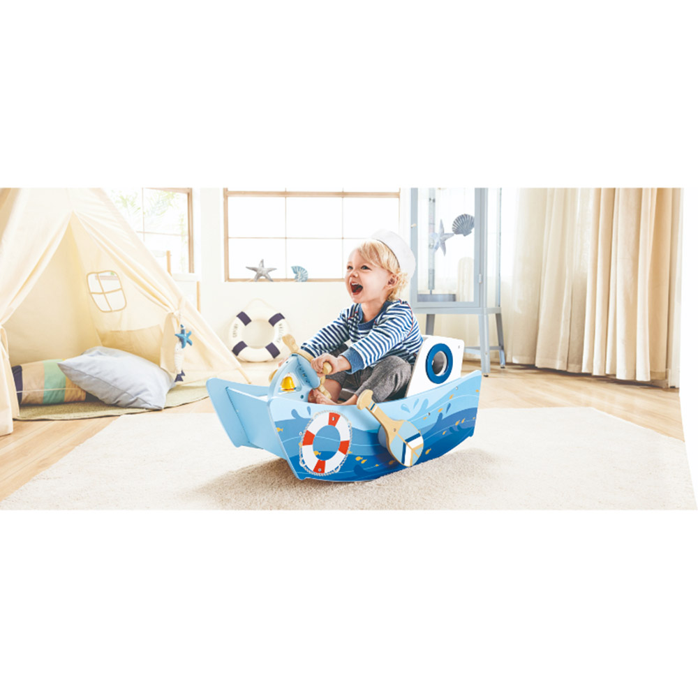 Hape - Personalized Captain's Rocking Boat Ride-On Toy - Blue