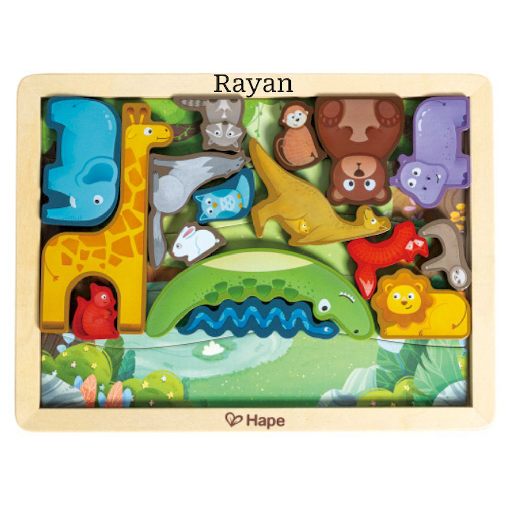 Hape - Personalized 2-In-1 3D Animal Kingdom Jigsaw Puzzle - 22 Pc Set