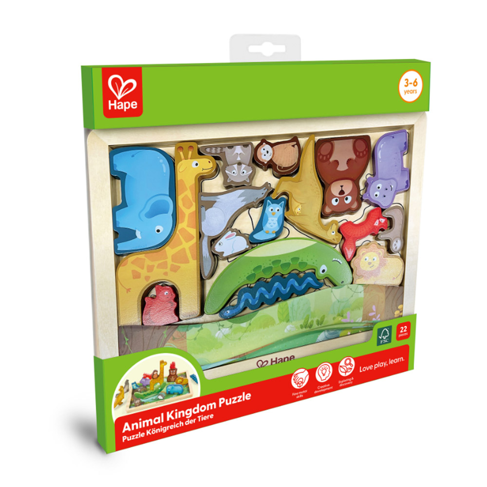 Hape - Personalized 2-In-1 3D Animal Kingdom Jigsaw Puzzle - 22 Pc Set