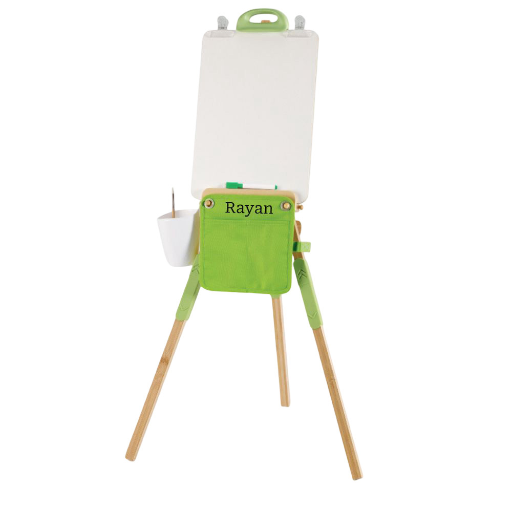 Hape - Personalized Portable Bamboo Easel With Accessories - 14 Pc Set