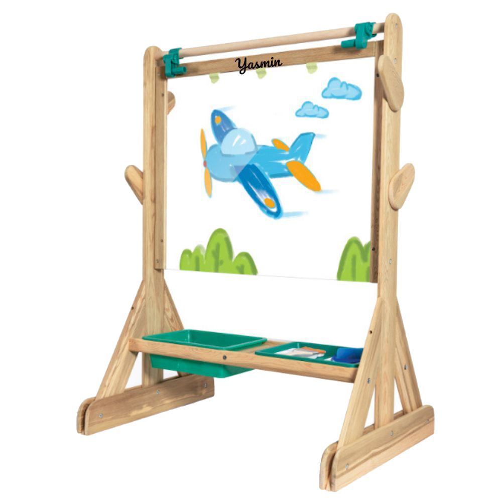 Hape - Personalized Double-Sided Outdoor Art Easel With Accessories - 7 Pc Set