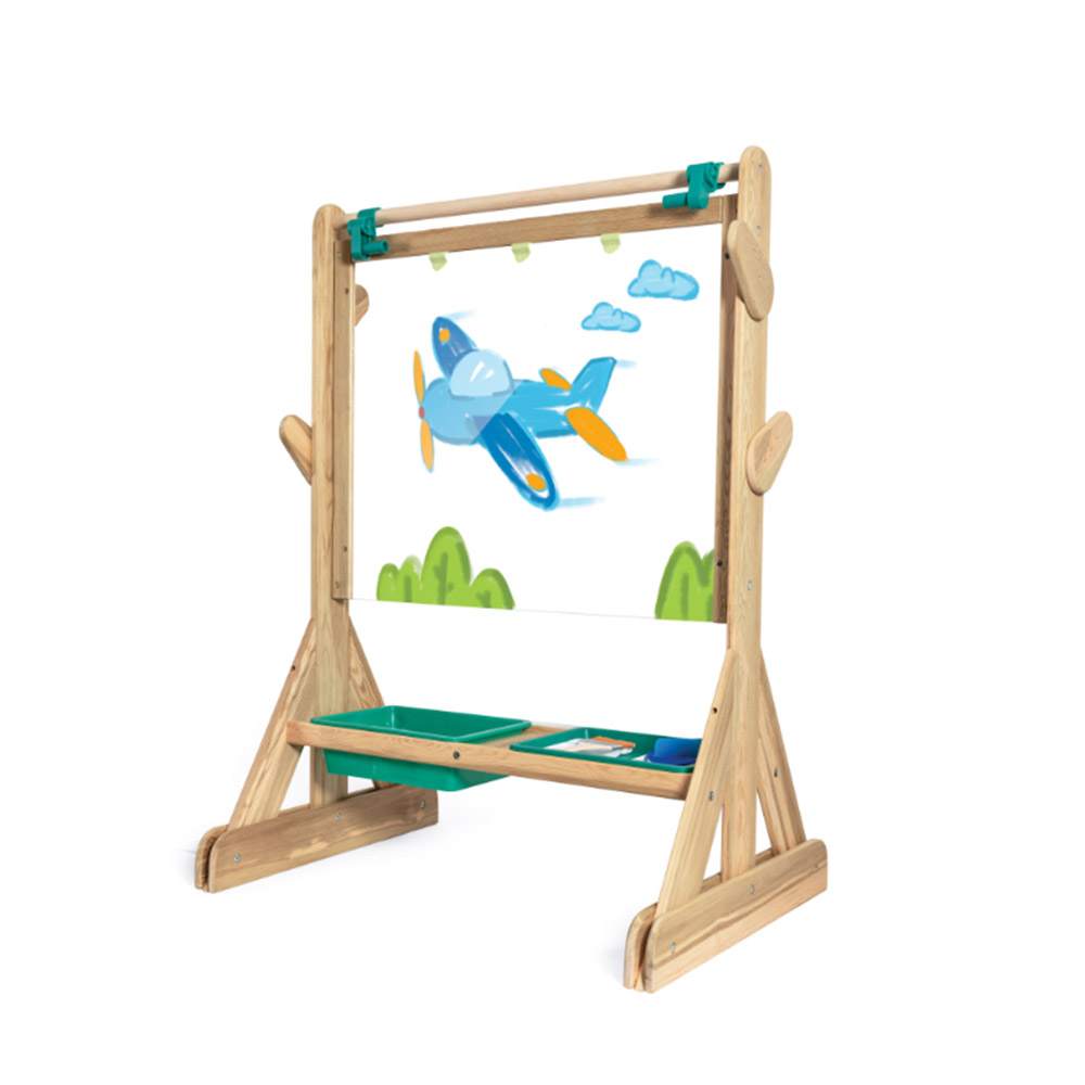 Hape - Personalized Double-Sided Outdoor Art Easel With Accessories - 7 Pc Set