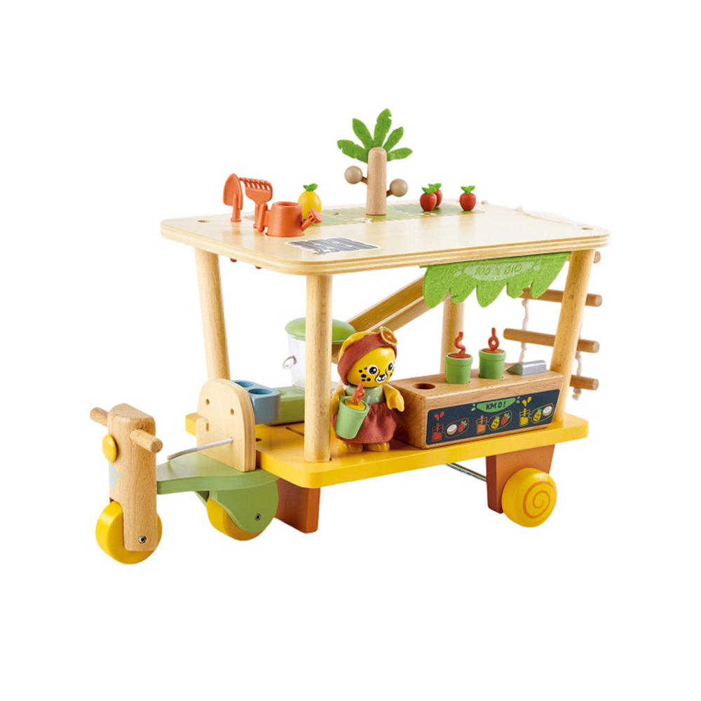Hape - Personalized Clio's Bio Juice Cart Wooden Playset - 26 Pc Set