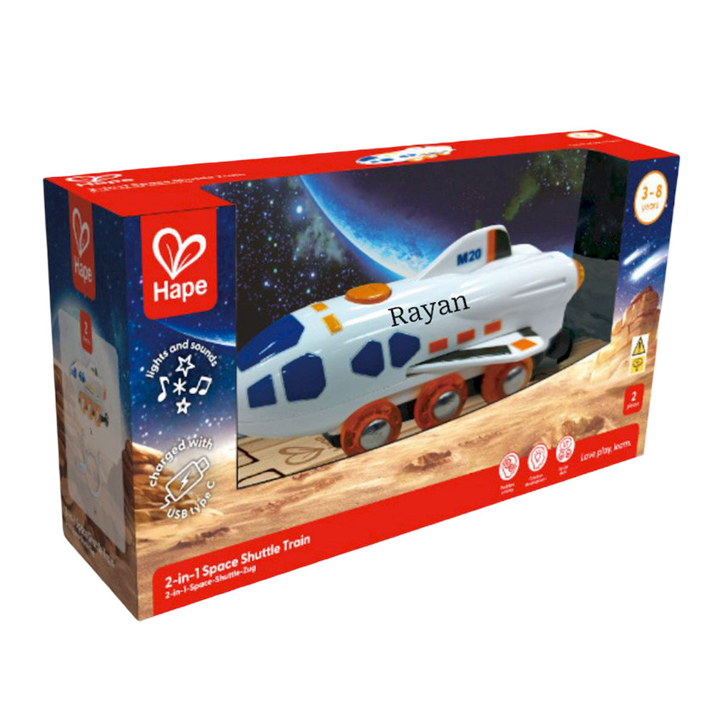 Hape - Personalized 2-In-1 Space Shuttle Plane And Train Toy
