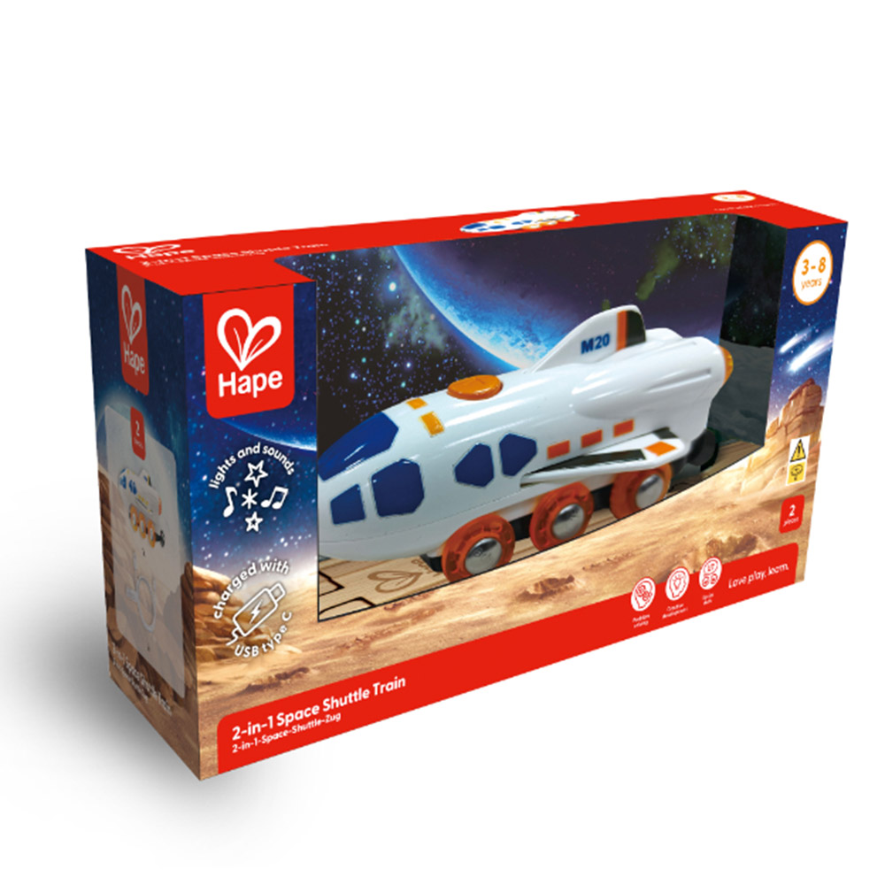 Hape - Personalized 2-In-1 Space Shuttle Plane And Train Toy