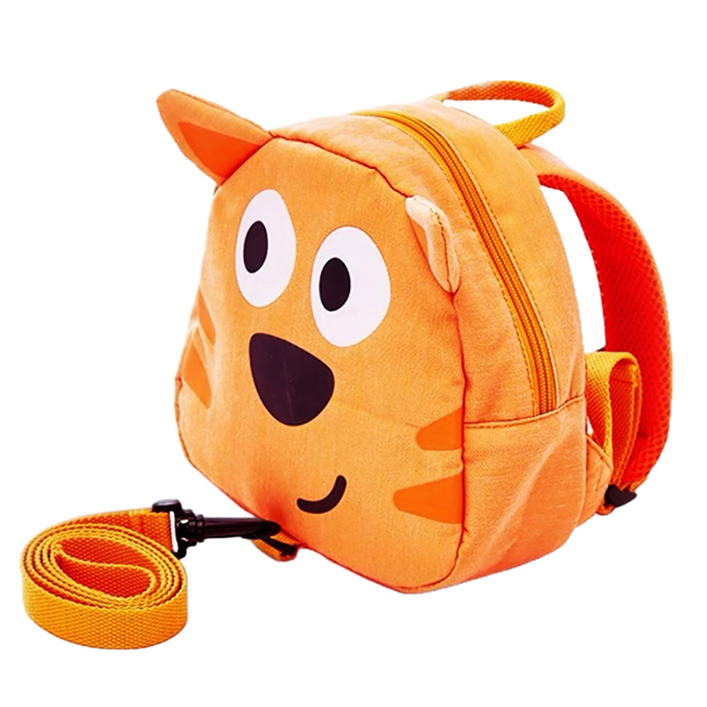 Hape - Personalized Cuddly Cat Backpack With Pulling Rope - Orange - 9-Inch