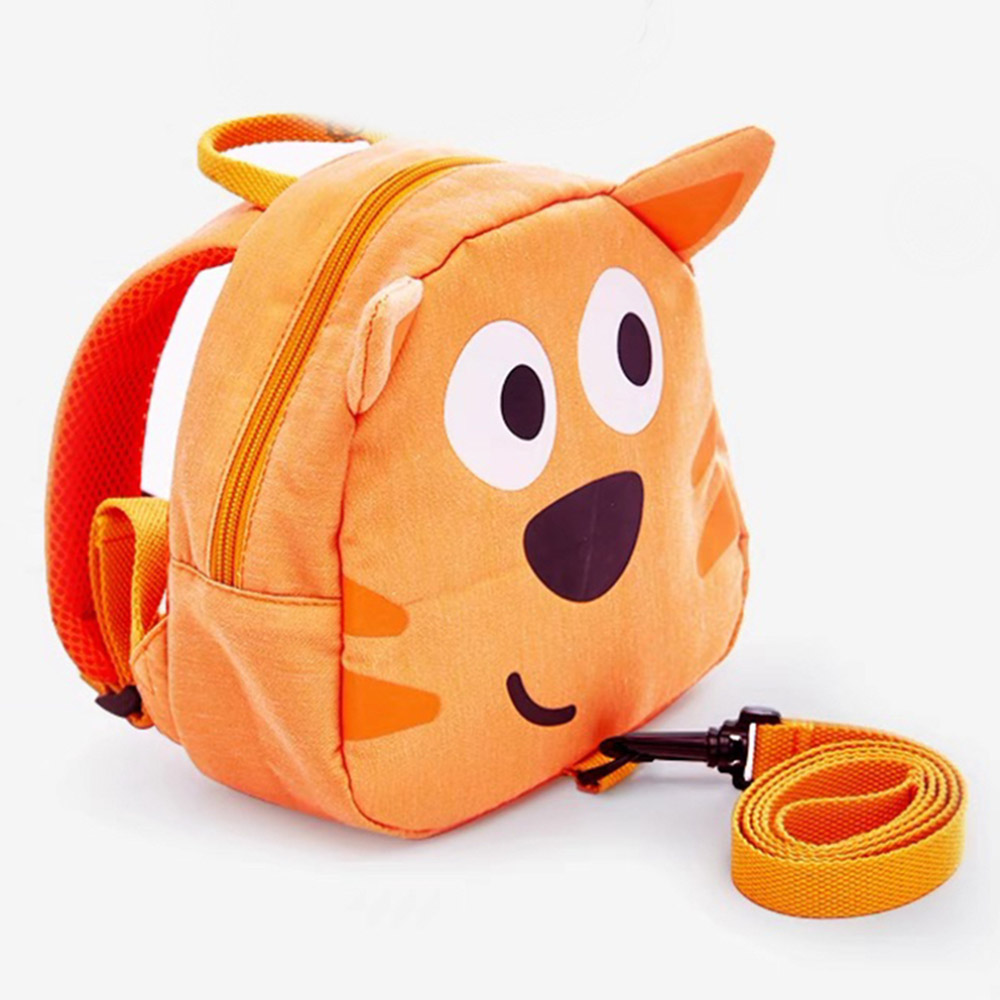Hape - Personalized Cuddly Cat Backpack With Pulling Rope - Orange - 9-Inch