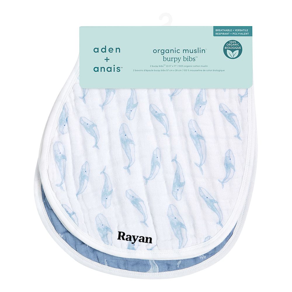 Aden + Anais - Personalized Organic Muslin Burpy Bib - Pack of 2 - Oceanic