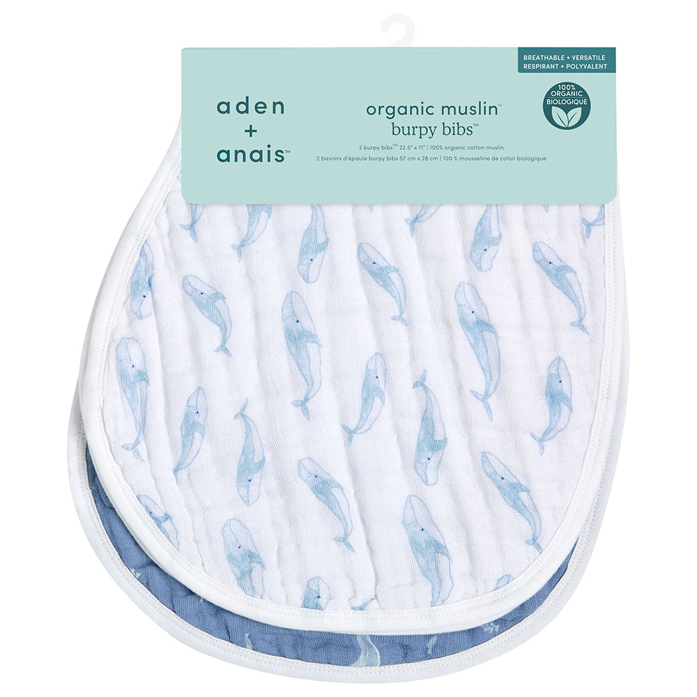 Aden + Anais - Personalized Organic Muslin Burpy Bib - Pack of 2 - Oceanic
