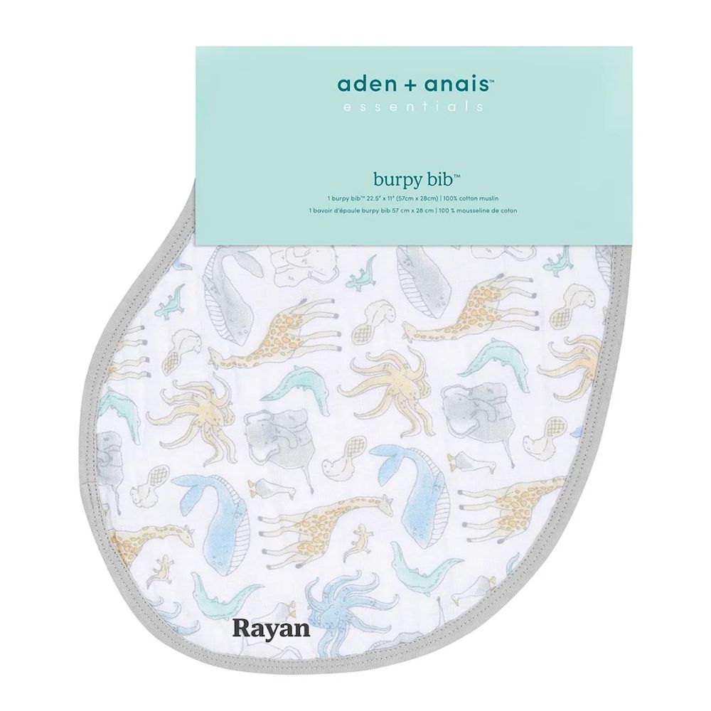 Aden + Anais - Personalized Essentials Cotton Baby Burpy Bib - Natural History