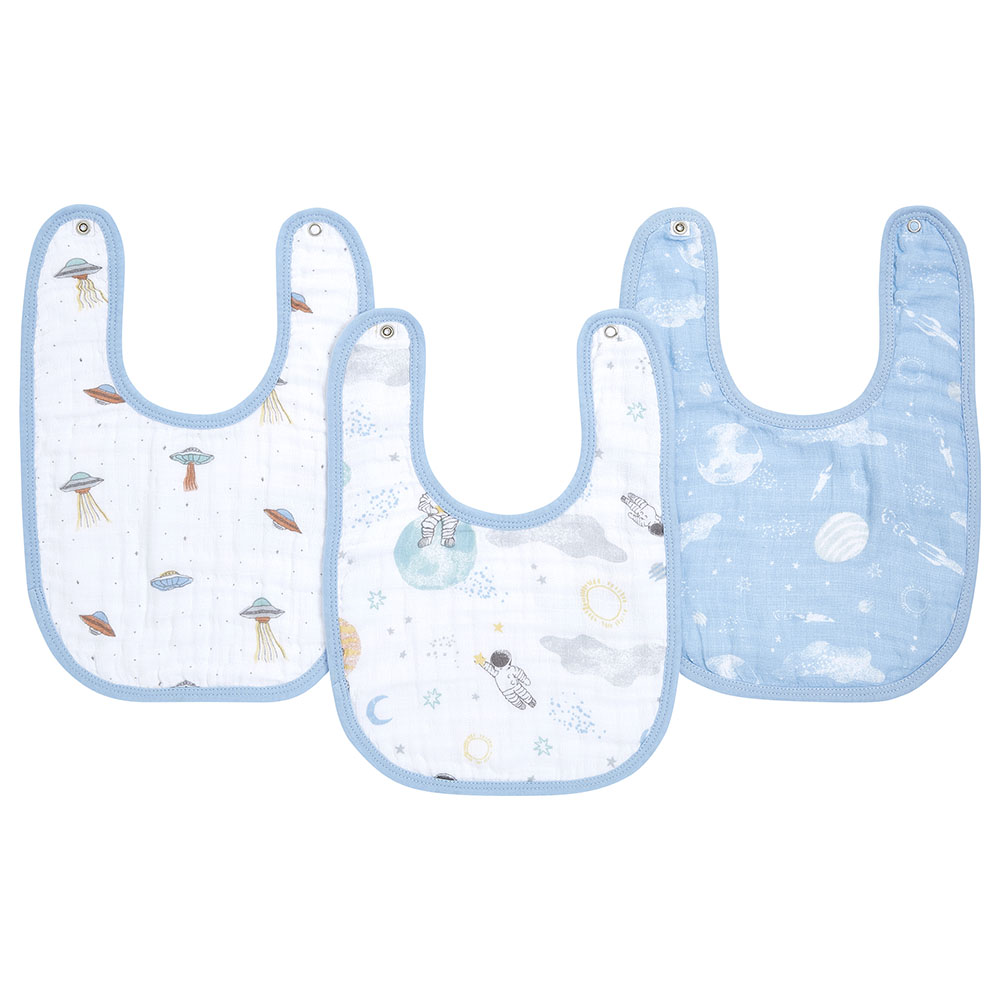 Aden + Anais - Personalized Muslin Baby Snap Bib - Pack of 3 - Space Explorers