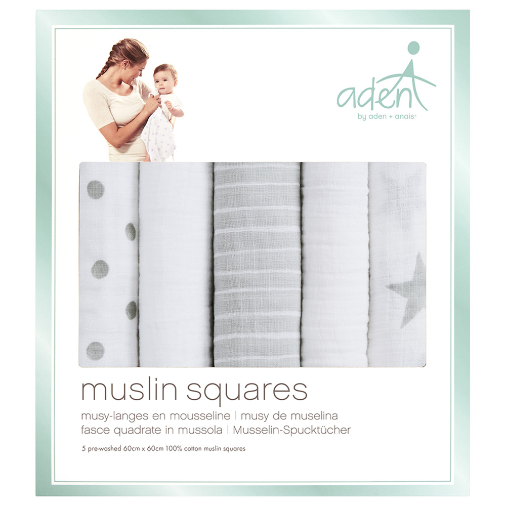 Aden + Anais - Personalized Essentials Muslin Squares - Pack of 5 - Dusty