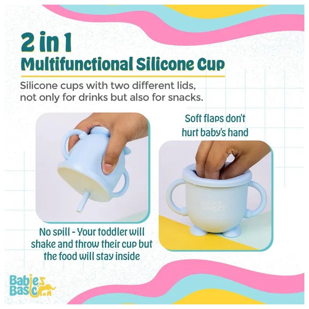 Babies Basic - Personalized 2-In-1 Silicone Snack Cup With Straw