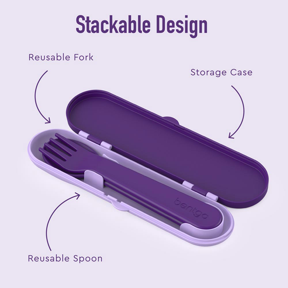 Bentgo - Personalized Kids Fork And Spoon With Storage Case - Unicorn - 3 Pc Set
