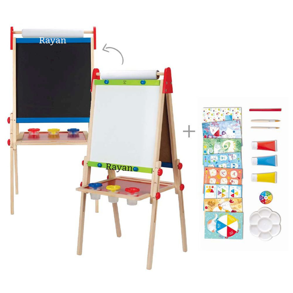 Hape - Personalized All-In-1 Magnetic Wooden Easel With Colour Mix Painting