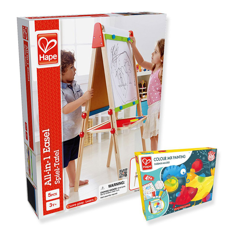 Hape - Personalized All-In-1 Magnetic Wooden Easel With Colour Mix Painting