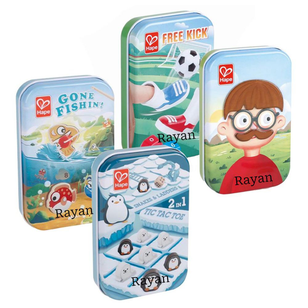 Hape - Personalized Games Travel Toys Set - 4 Pc Set
