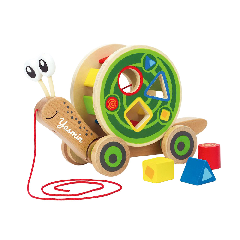 Hape - Personalized Walk-A-Long Snail Wooden Toy