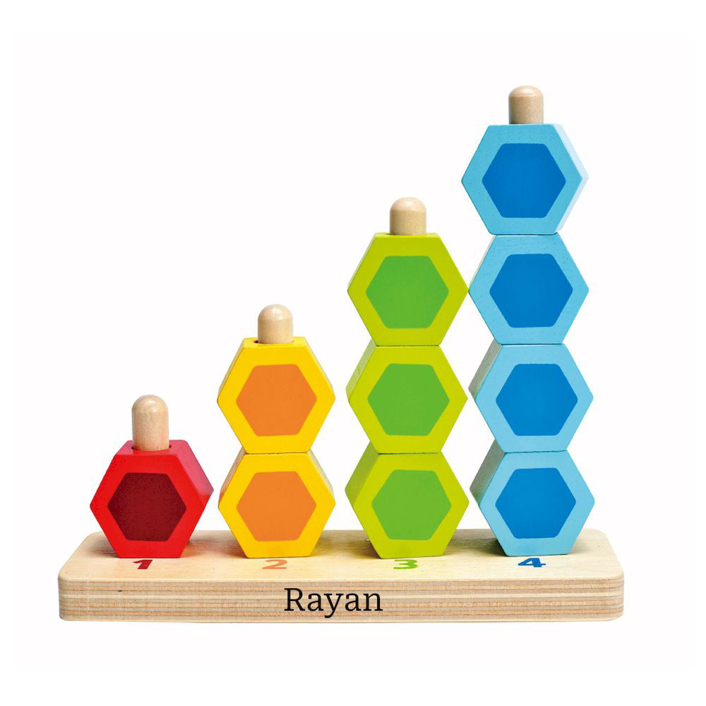 Hape - Personalized Counting Stacker Wooden Building Blocks - 11 Pc Set