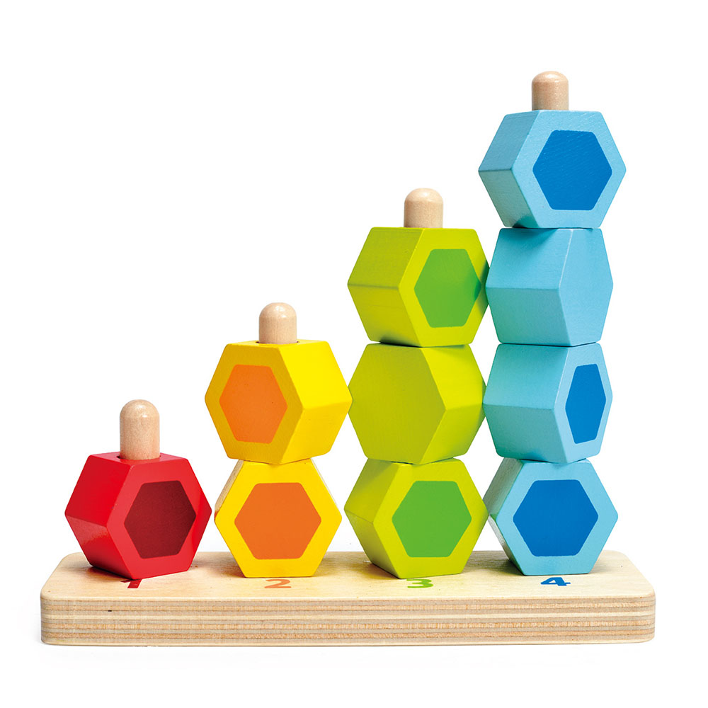 Hape - Personalized Counting Stacker Wooden Building Blocks - 11 Pc Set