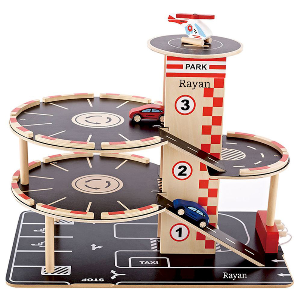 Hape - Personalized Park And Go Garage Playset - 4 Pc Set