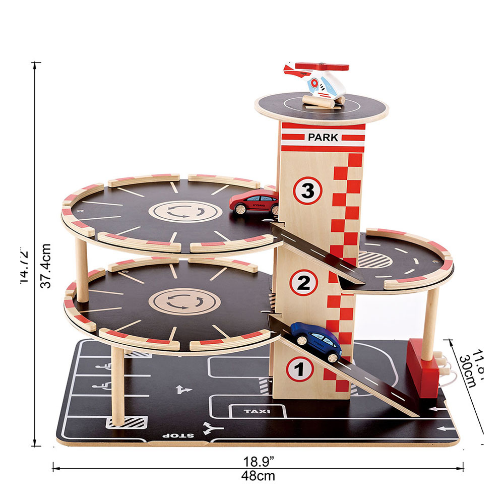 Hape - Personalized Park And Go Garage Playset - 4 Pc Set