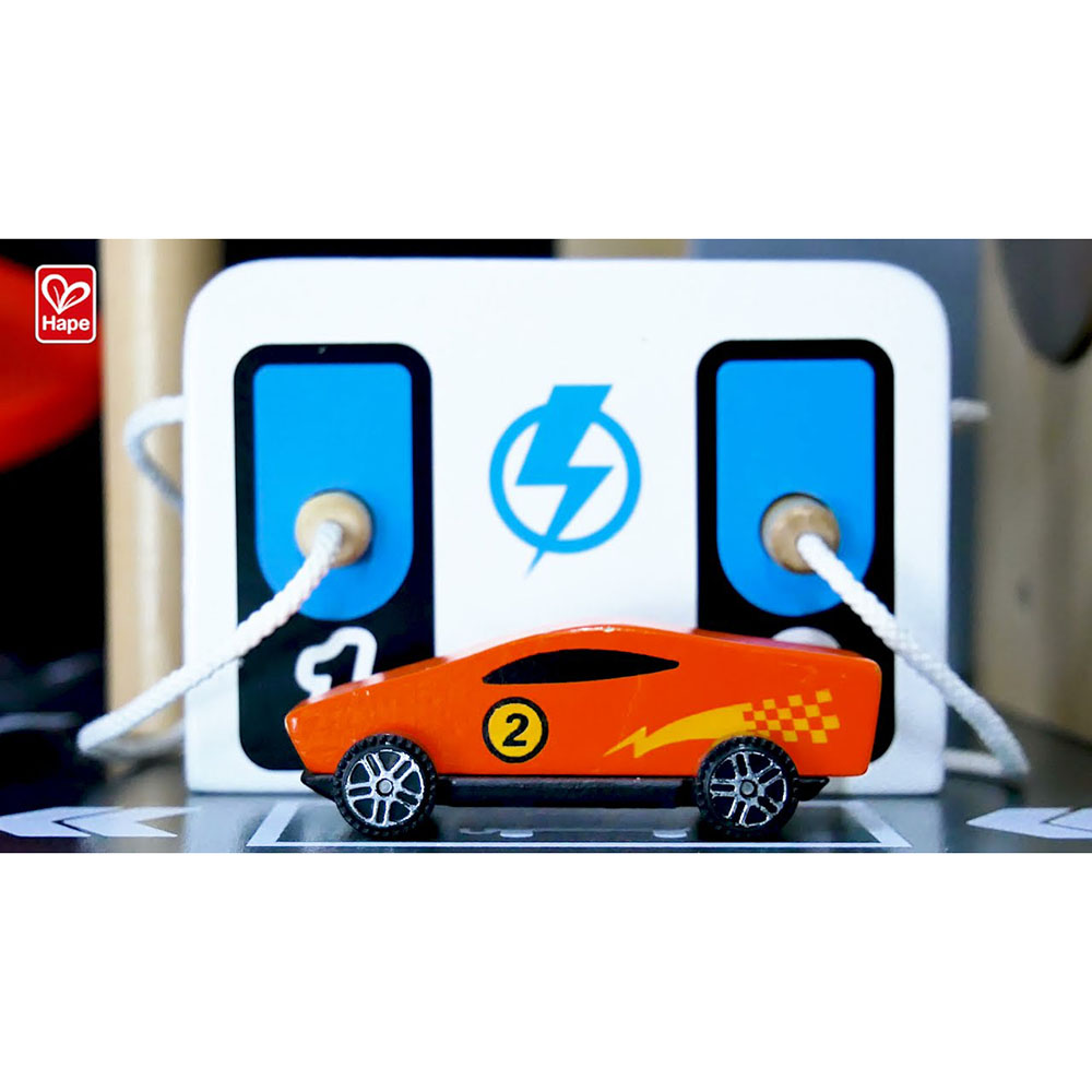 Hape - Personalized 3-Level Gearhead Stunt Garage Playset - 3 Pc Set