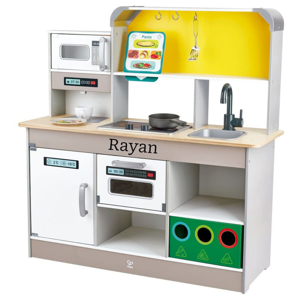 Hape - Personalized Deluxe Kitchen Playset With Fan Fryer - 9 Pc Set