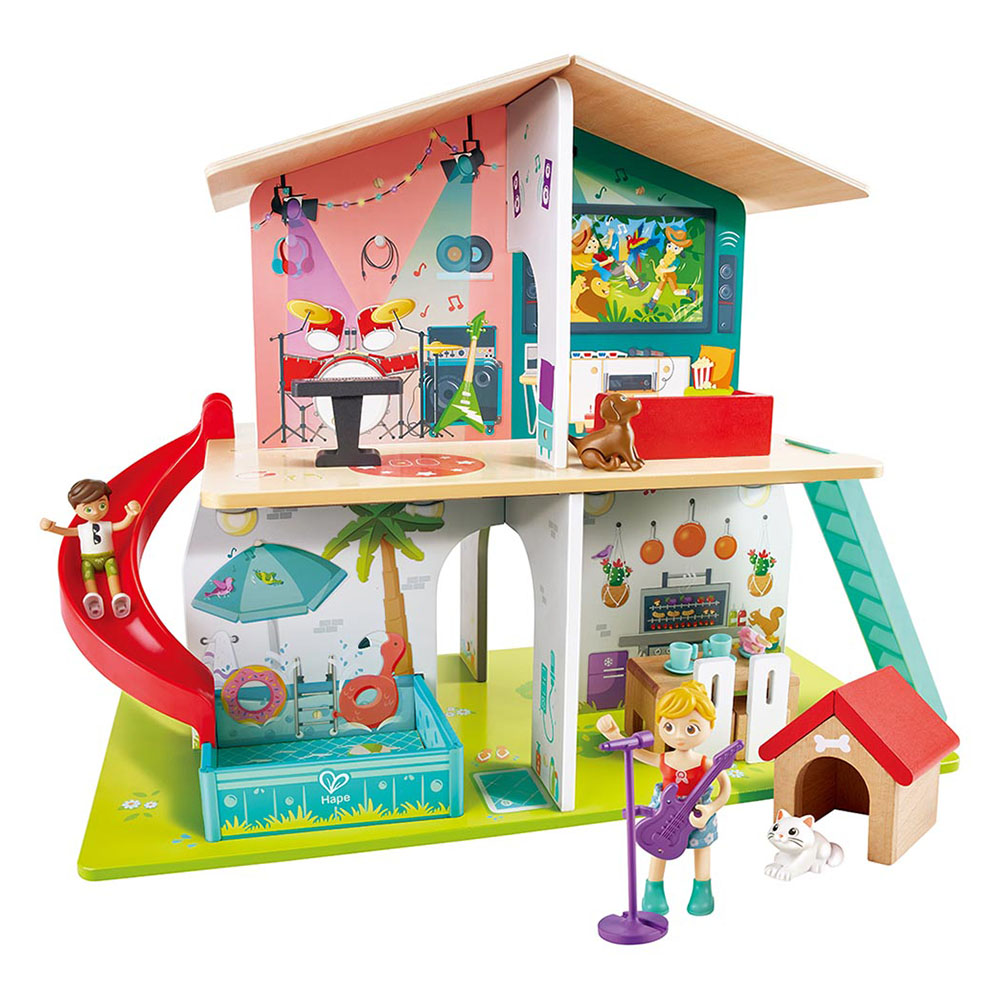 Hape - Personalized Rock And Slide Wooden Playhouse With Sound Effects