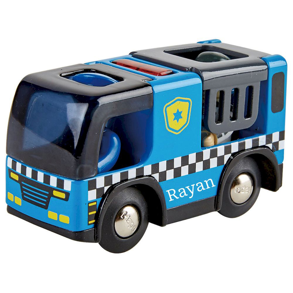 Hape - Personalized Police Car With 2 Figures - Blue
