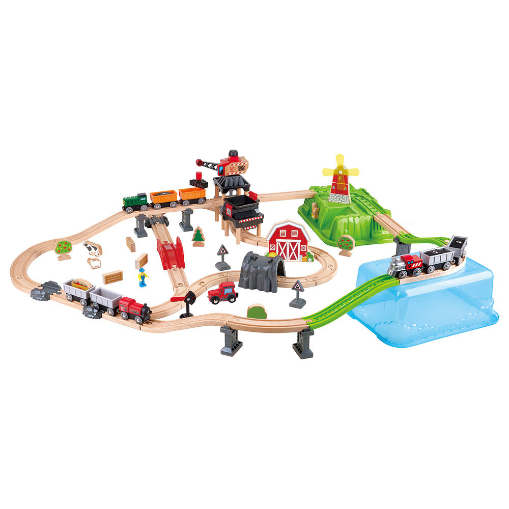 Hape - Personalized Countryside Train Bucket Railway Set - 41 Pc Set