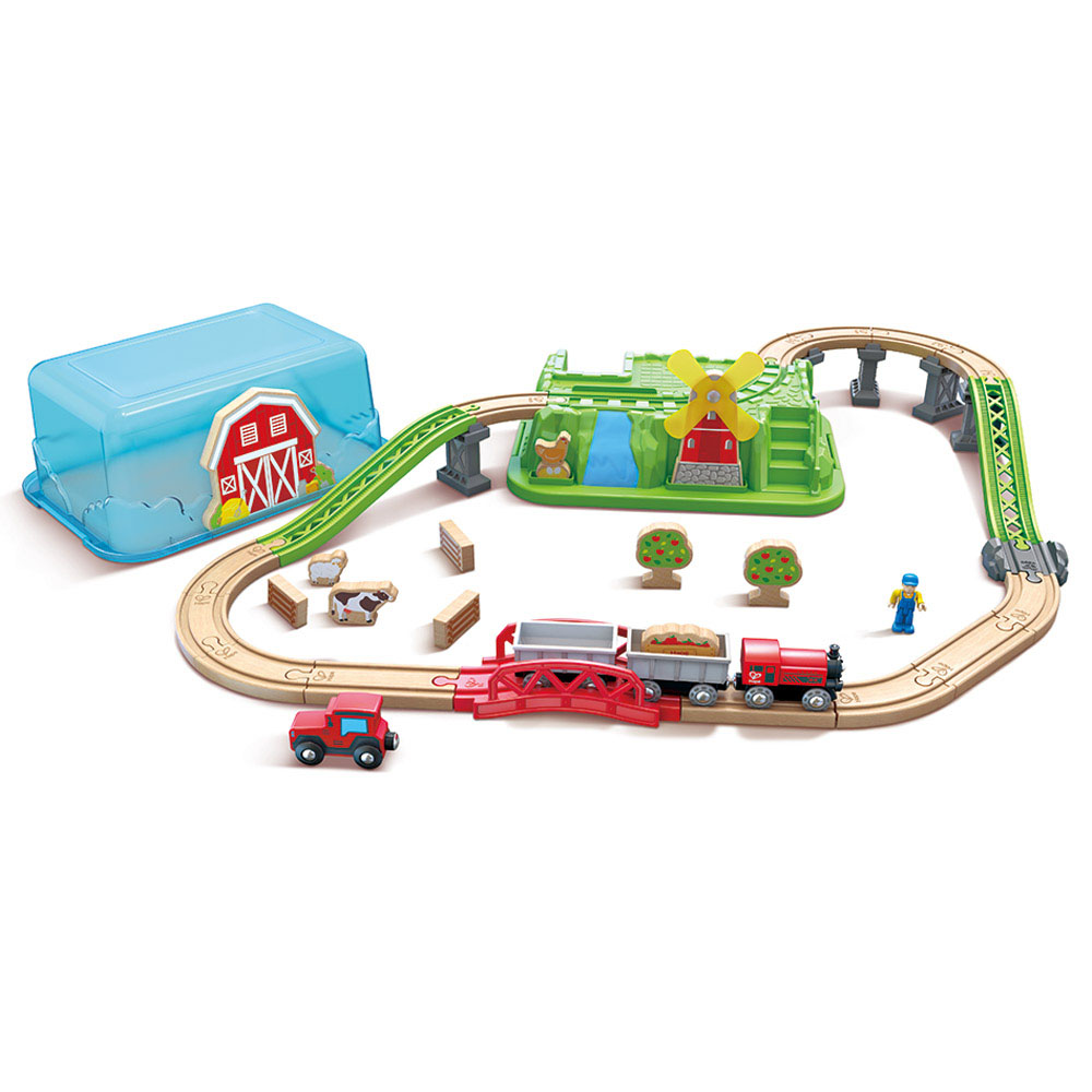 Hape - Personalized Countryside Train Bucket Railway Set - 41 Pc Set
