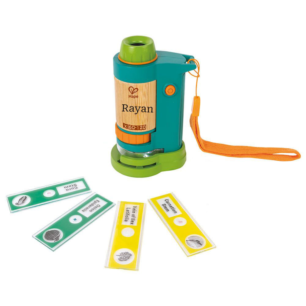 Hape - Personalized Nature Fun Bamboo Field Microscope - 6 Pc Set