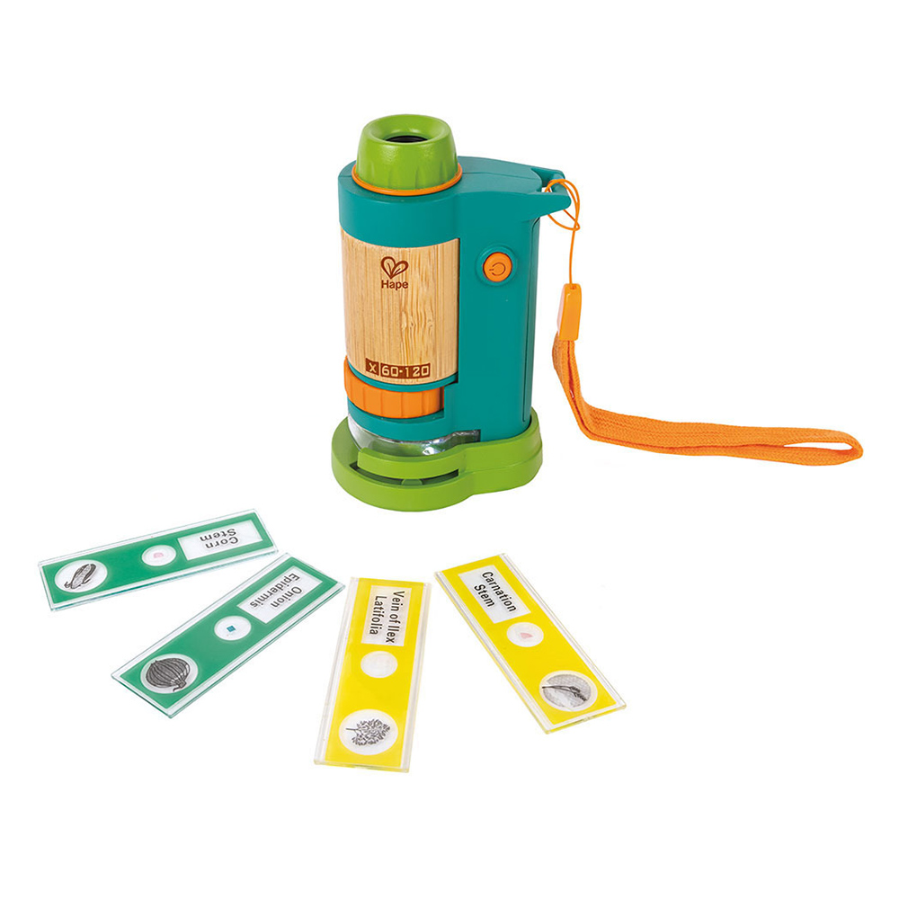 Hape - Personalized Nature Fun Bamboo Field Microscope - 6 Pc Set