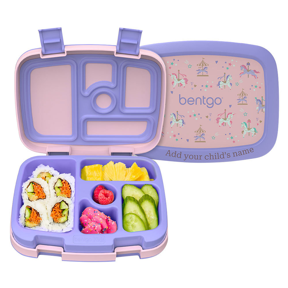 Bentgo - Personalized 5-Compartment Kids Lunch Box - Carousel Unicorns