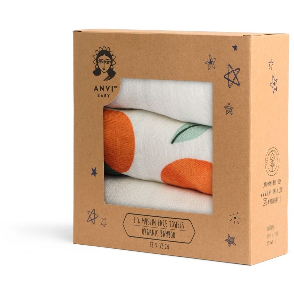 Anvi Baby - Personalized Face Cloth - Orange Orchard - 3 Pc Set
