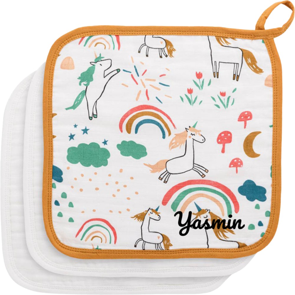 Anvi Baby - Personalized Face Cloth - Unicorn - 3 Pc Set