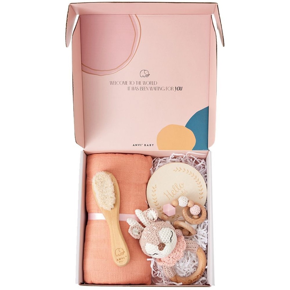 Anvi Baby - 5pc Set - Personalized Newborn Gift Set - Deer