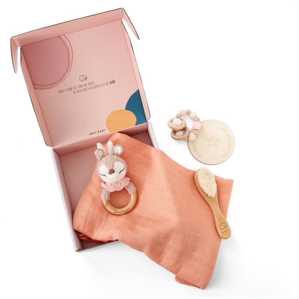Anvi Baby - 5pc Set - Personalized Newborn Gift Set - Deer