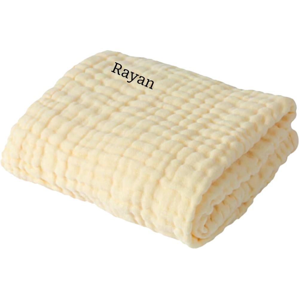 Anvi Baby - Personalized Organic 6 Layered Muslin Bath Towel - Yellow