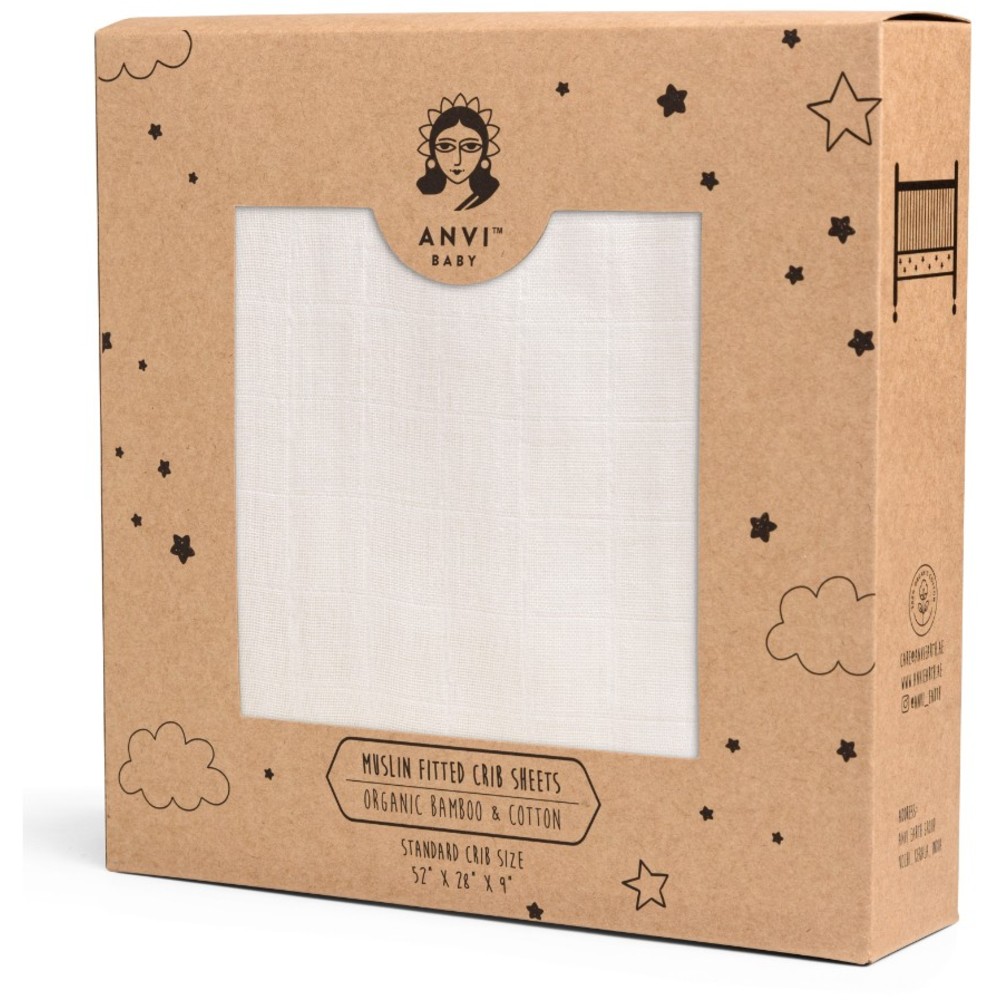 Anvi Baby - Personalized Organic Bamboo Muslin Fitted Sheet - White