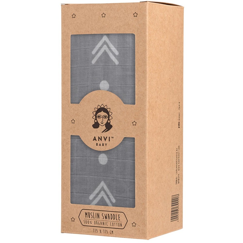 Anvi Baby - Personalized 100% Organic Cotton Muslin Swaddle Wrap - Arrow
