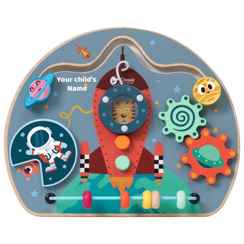 Classic World - Personalized Wooden Rocket Activity Busy Board