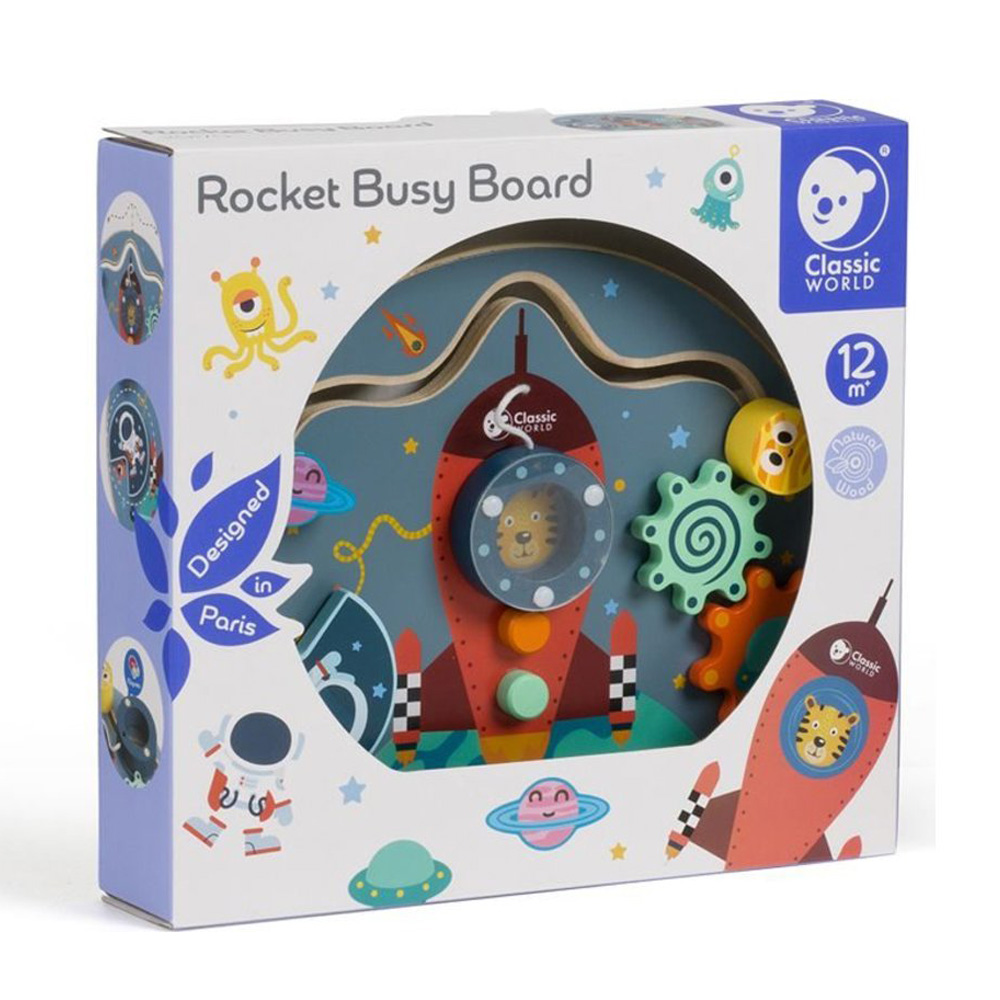 Classic World - Personalized Wooden Rocket Activity Busy Board