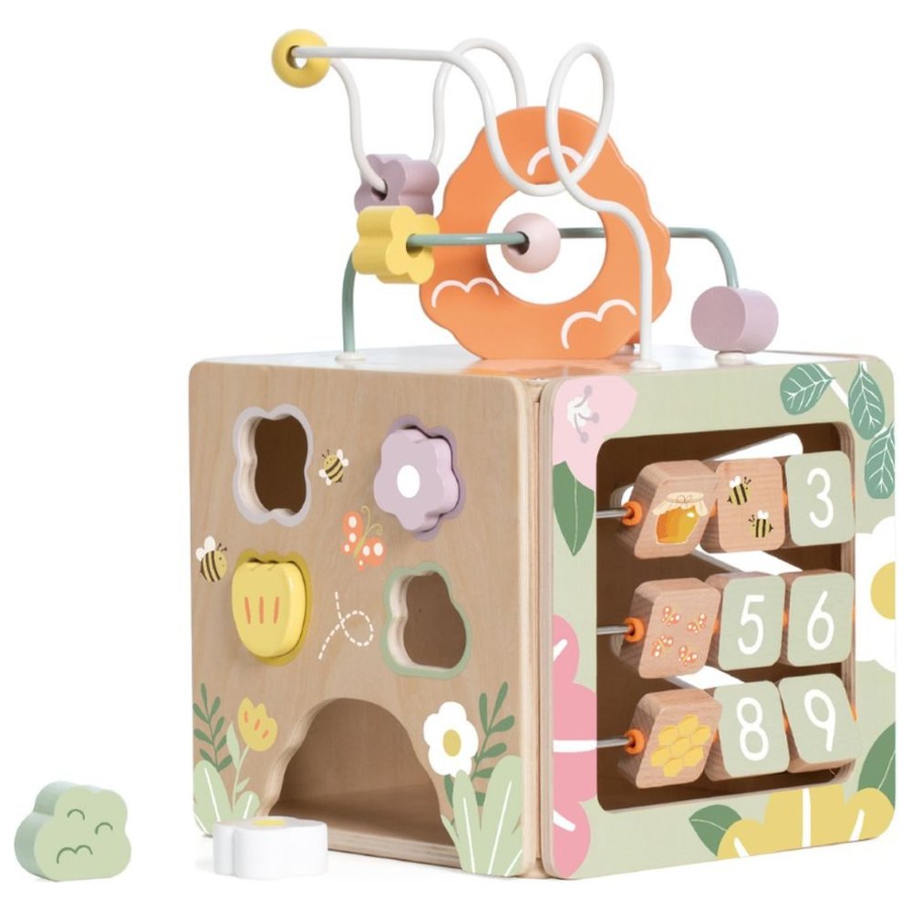 Classic World - Personalized  5-In-1 Honeybee Wooden Activity Cube