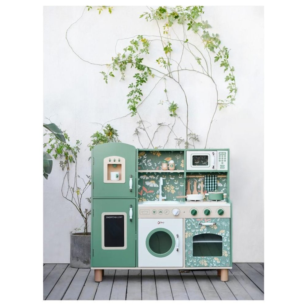 Classic World - Personalized Vintage Wooden Kitchen With Accessories - Green