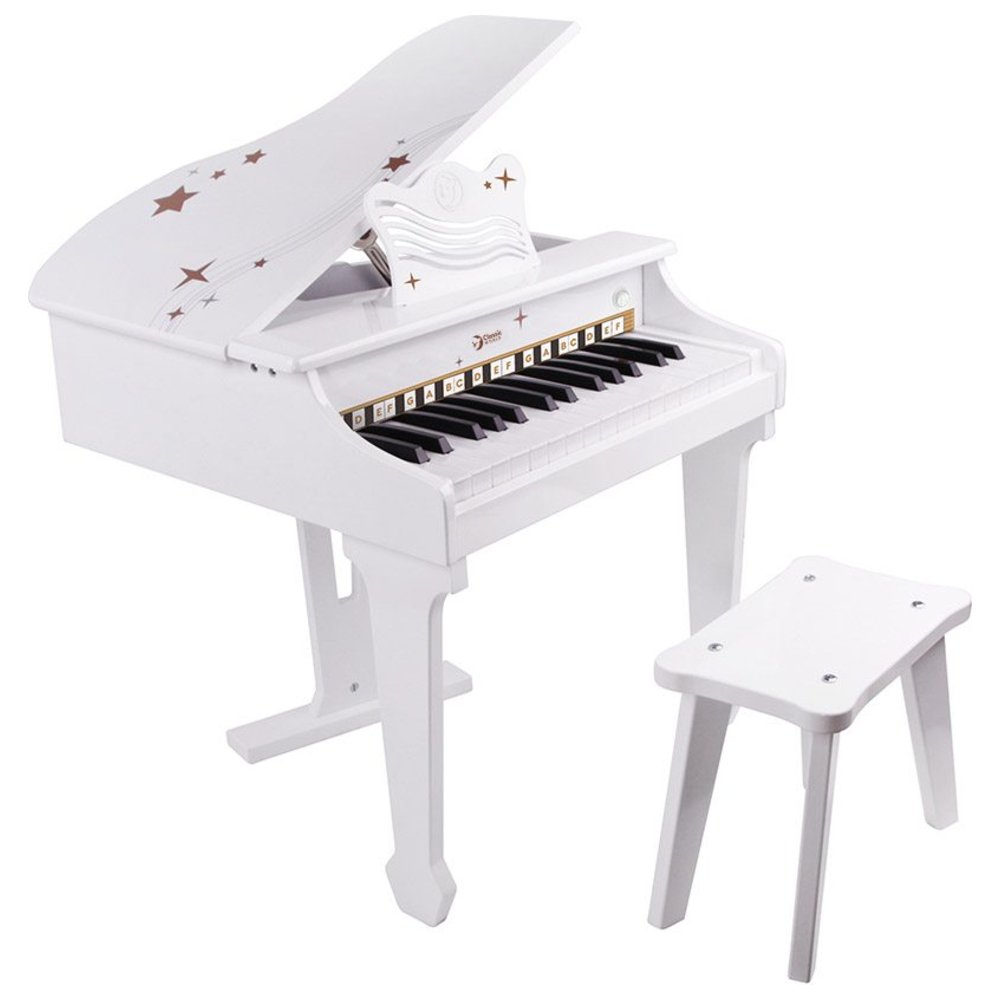 Classic World - Personalized Grand Wooden Piano With Stool - White