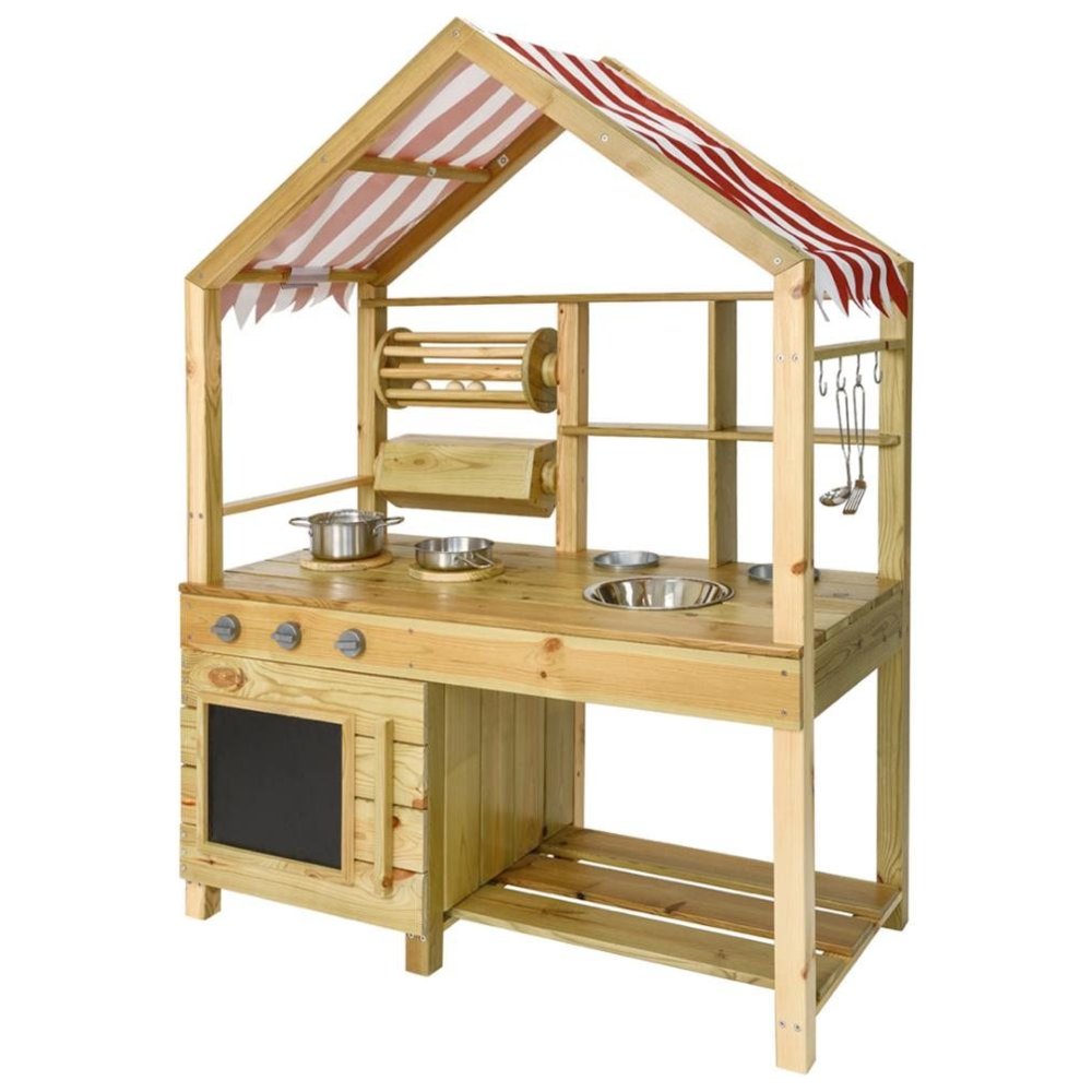 Classic World - Personalized Wooden Outdoor Mud Kitchen With Grill And Sink - Brown
