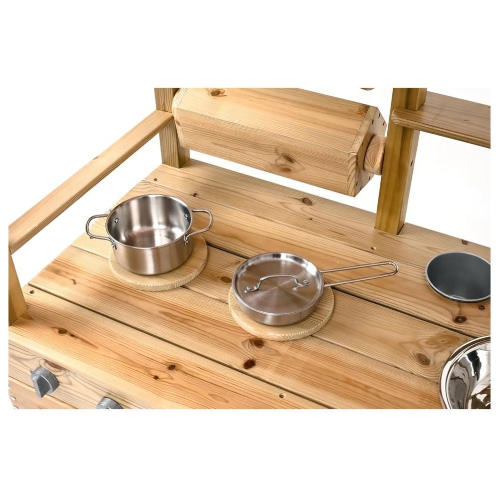 Classic World - Personalized Wooden Outdoor Mud Kitchen With Grill And Sink - Brown