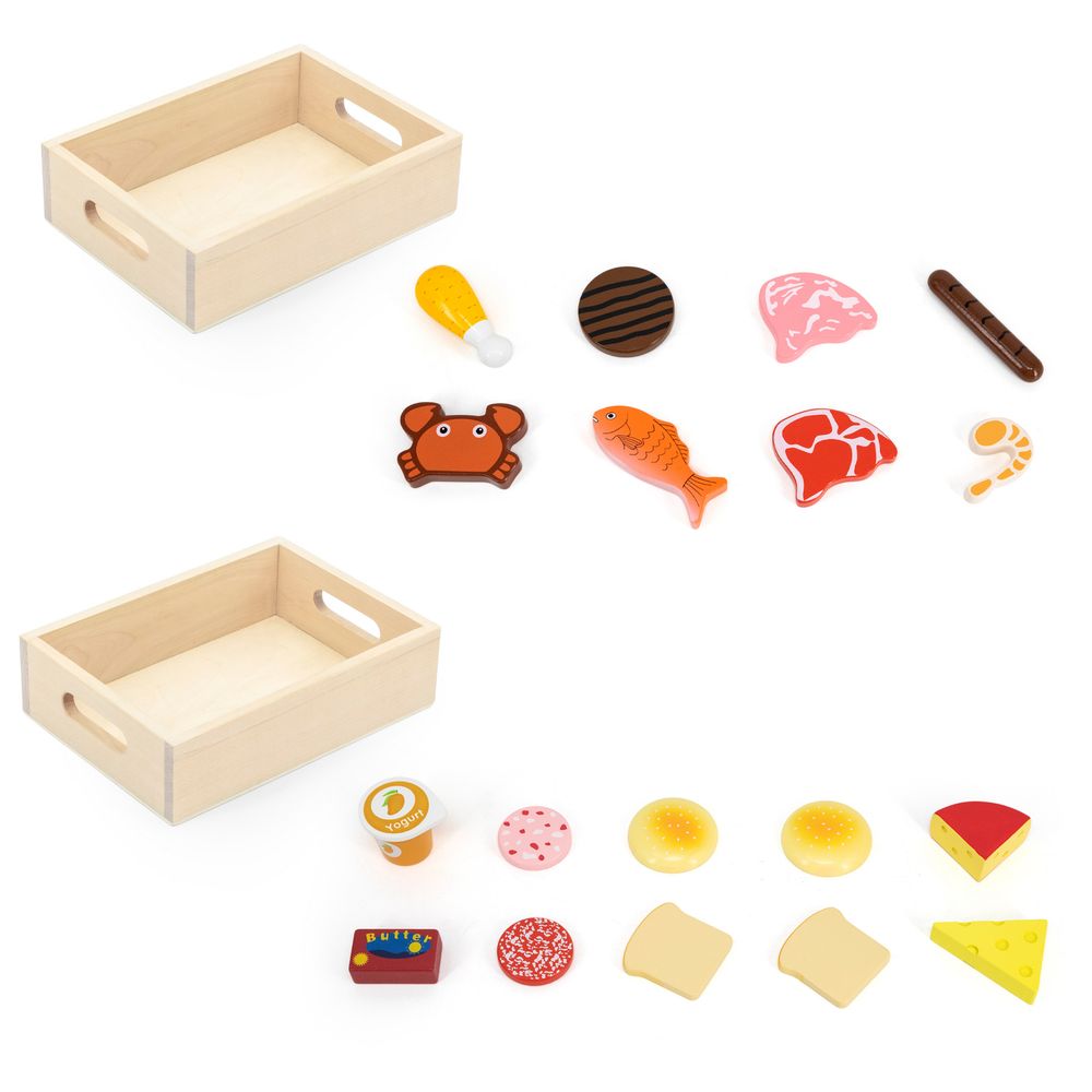 Viga - Personalized 2 Box Fridge Food Pretend Playset - Multicolor